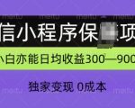 微信小程序保Z项目，独家变现，日均收益几张