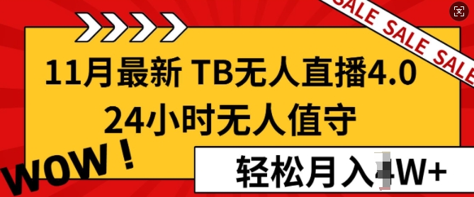 【11月最新TB-无人直播4.0】，24小时无人值守，打造日不落直播间，轻松月入过W