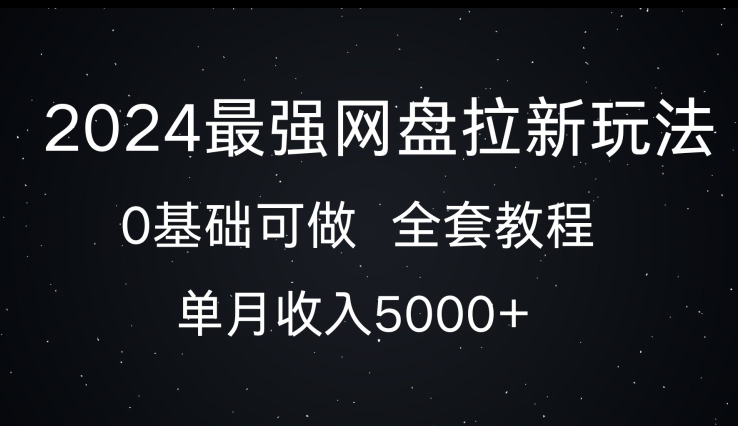 2024最强网盘拉新玩法，0基础可做，单月收入5000+