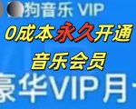 0成本永久音乐会员，可自用可变卖，多种变现形式日入3张