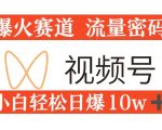 0粉在视频号爆火赛道流量密码，模式全方位，小白轻松日爆10w+流量