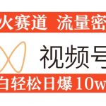 0粉在视频号爆火赛道流量密码，模式全方位，小白轻松日爆10w+流量