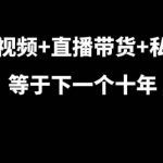 短视频+直播带货+私域等于下一个十年，大佬7年实战经验总结