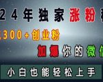 2024年独家涨粉秘籍，日引流300+创业粉，加爆你的微信好友，小白也能轻松上手