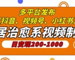 独居治愈系视频制作，日变现多张，多平台发布(抖音、视频号、小红书)