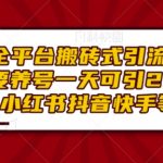 最新全平台搬砖式引流有手就行不要养号一天可引200+项目粉适用于小红书抖音快手等平台