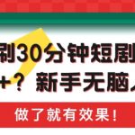 1天刷30分钟短剧随便50+?新手无脑入门，做了就有效果!