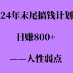 2024年末尾搞钱计划，男粉项目，人性弱点，日入多张