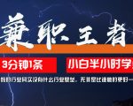 10兼职王者，3分钟1条无脑批量操作，新人小白半小时学会，长期稳定