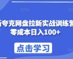 最新夸克网盘拉新实战训练营，零成本日入100+