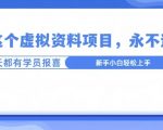 卖这个虚拟资料，真的永不过时，坚持做下去，一定有结果