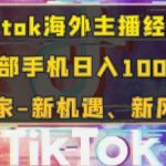 Tik tok海外主播经纪人，一部手机日入多张，独家-新机遇、新风口