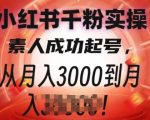 小红书千粉实操课，素人成功起号，从月入3000到月入过W