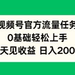 视频号官方流量任务，0基础轻松上手，当天见收益日入2张