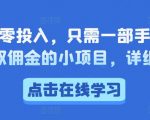 低门槛零投入，只需一部手机，轻松获取佣金的小项目，详细教学