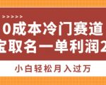 0成本冷门赛道，宝宝取名一单利润299，小白轻松月入过万