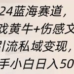 蓝海赛道，游戏黄牛+伤感文案引流私域变现，新手小白日入多张