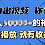 月入过W+的机会，我们出视频你来发，有播放就有收益，0基础都能做