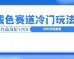 新号5条作品涨粉1600+，戒色赛道冷门玩法，教程送你