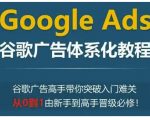 Google Ads谷歌广告体系化教程，谷歌广告高手带你突破入门难关，从0到1由新手到高手晋级必修