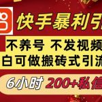 利用快手平台6小时不到200+私信，不发视频不养号