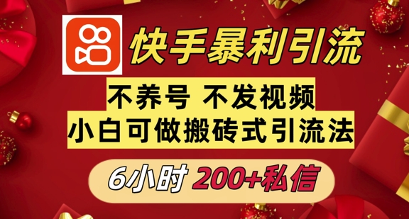 利用快手平台6小时不到200+私信，不发视频不养号