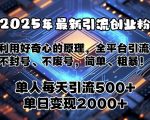 2025年最新引流创业粉，利用好奇心的原理，全平台引流，不封号、不废号，简单、粗暴