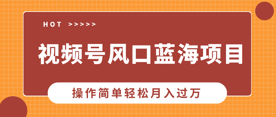 视频号风口蓝海项目，中老年人的流量密码，操作简单轻松月入过W