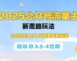 2025公众号流量主新思路玩法，小白轻松上手，只需要复制粘贴，轻松日入3-4位数