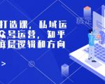 个人ip打造课，私域运营，公众号运营，知乎运营，底层逻辑和方向定位等