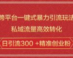 跨平台一键式暴力引流玩法，私域流量高效转化日引流300 +精准创业粉