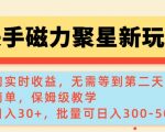 快手磁力新玩法，可查询实时收益，单机30+，批量可日入3到5张【揭秘】