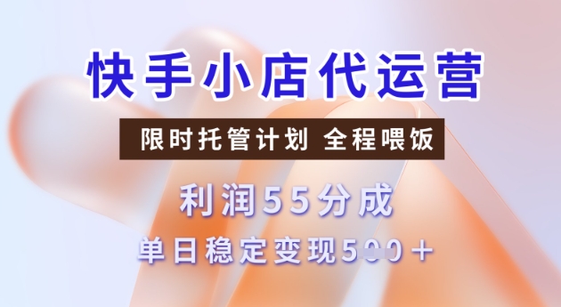 快手小店代运营3.0，模式新升级，收益55分，稳定单日5张【揭秘】