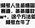 视频号人生感悟图文赛道，条条播放10w+，这个方法做视频号太牛了