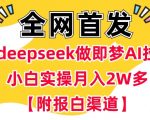 用deepseek做即梦Ai拉新 小白实操月入过W+【附报白渠道】